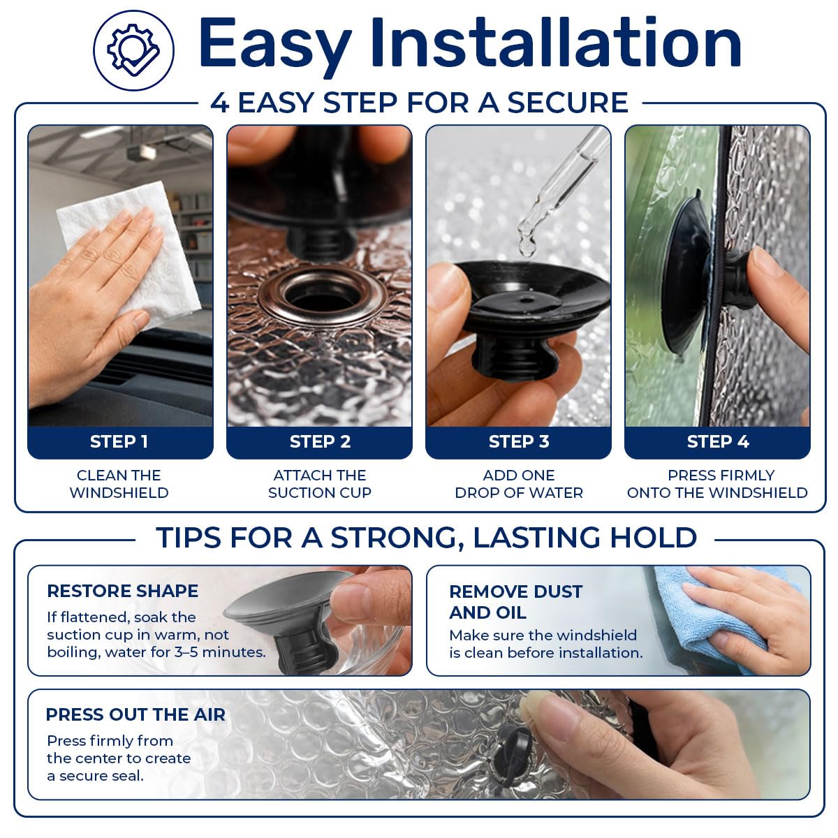 GENANY suction cups attached to glass providing a secure and stable fix