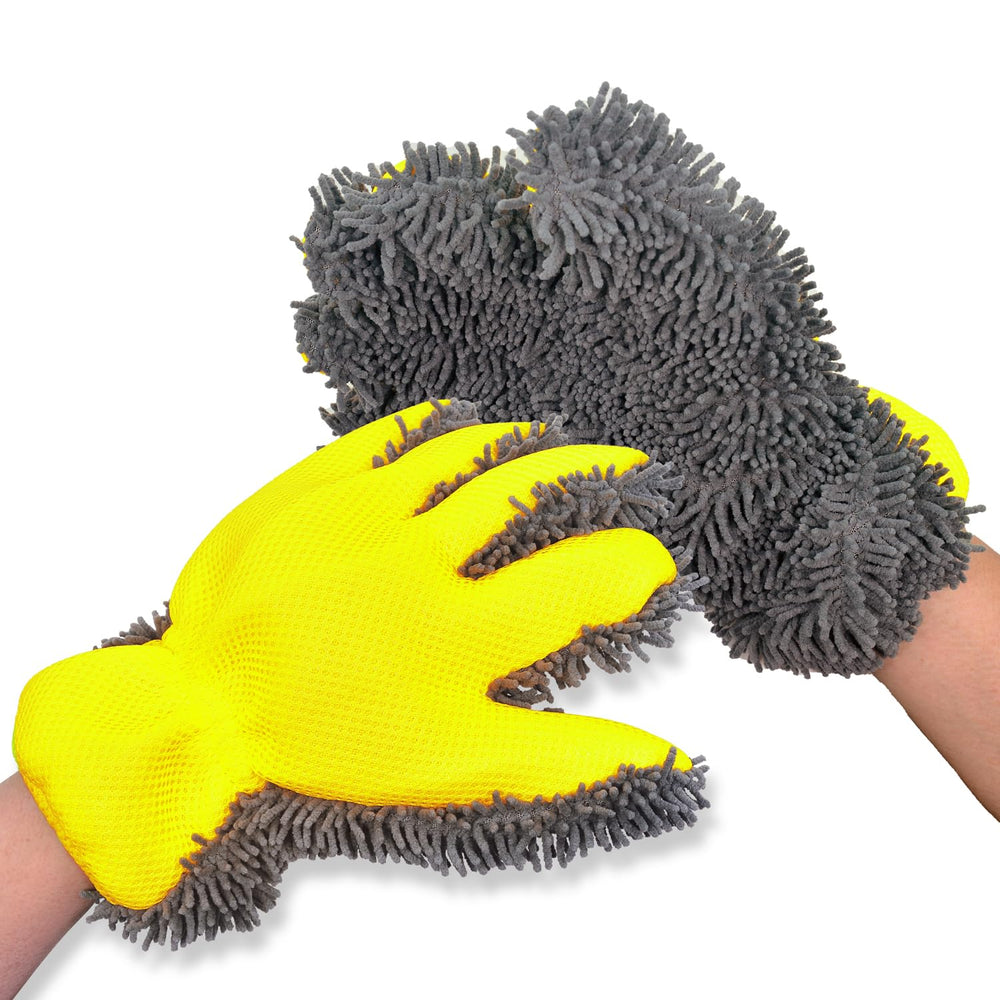 Generic chenille mitts front view showing plush pile and two-pack benefit