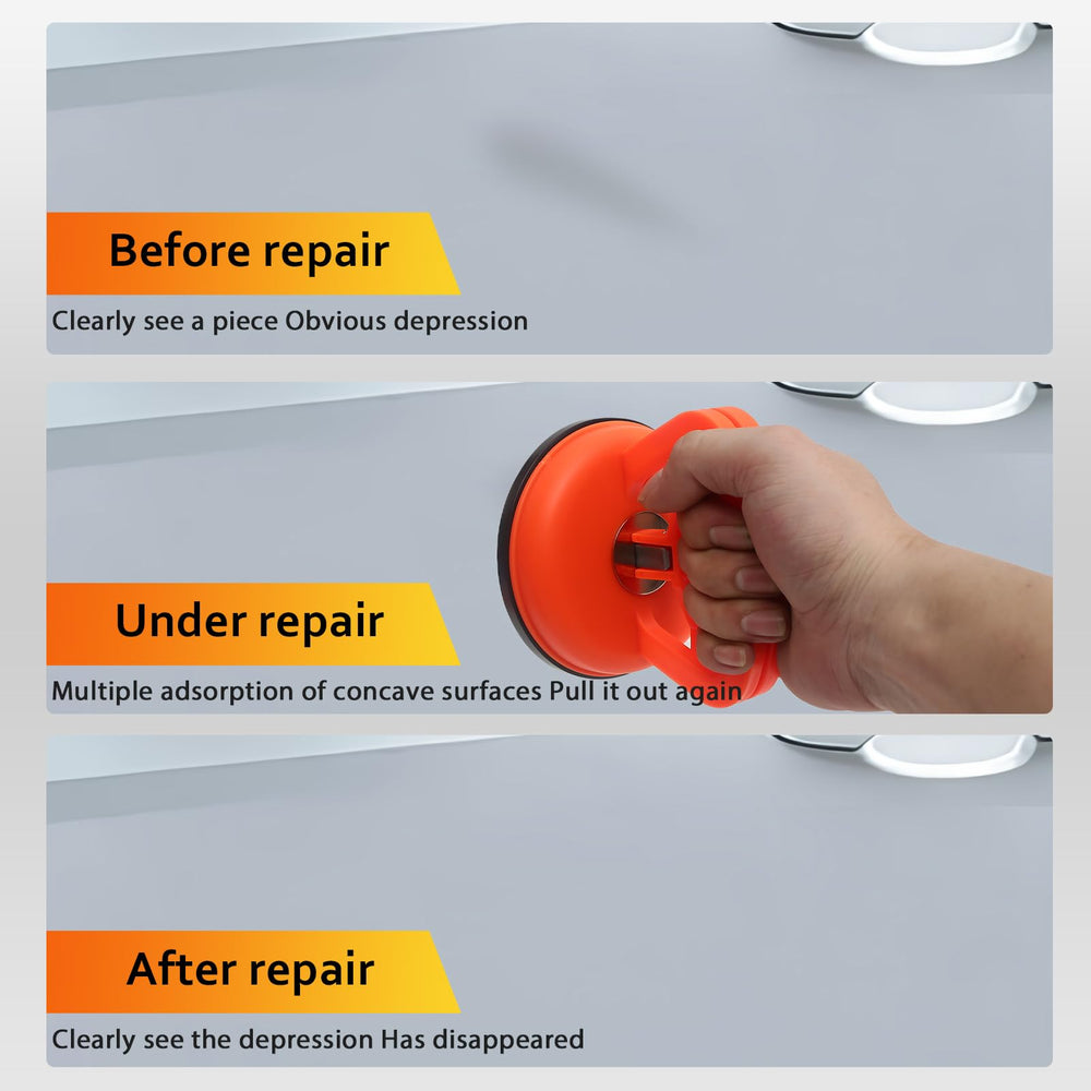 Generic dent puller small cups arranged to show size options and precision benefit