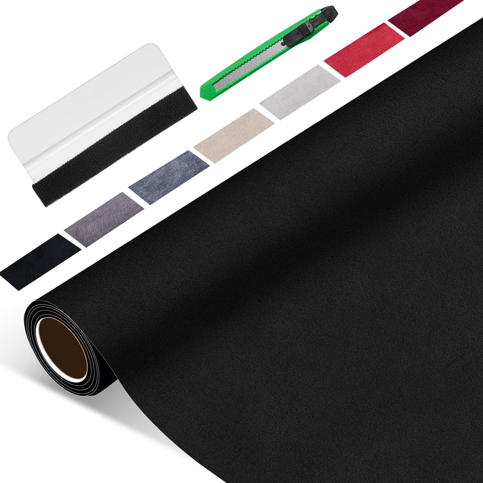 Generic front full sheet view of suede wrap showing smooth black finish and size benefit