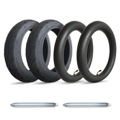 Generic front view of two 2.50-10 tires and tubes showing full kit benefits