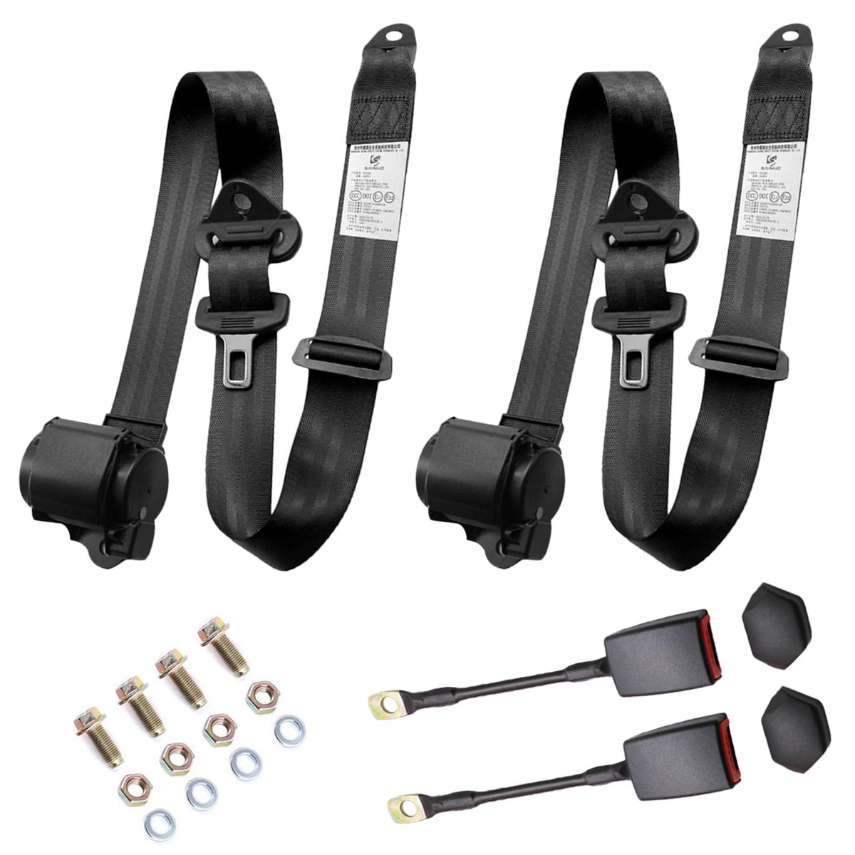 Generic front packaging view showing belt set and benefits of easy installation