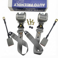 Generic front view of gray seat belt pads showing clean design and comfort