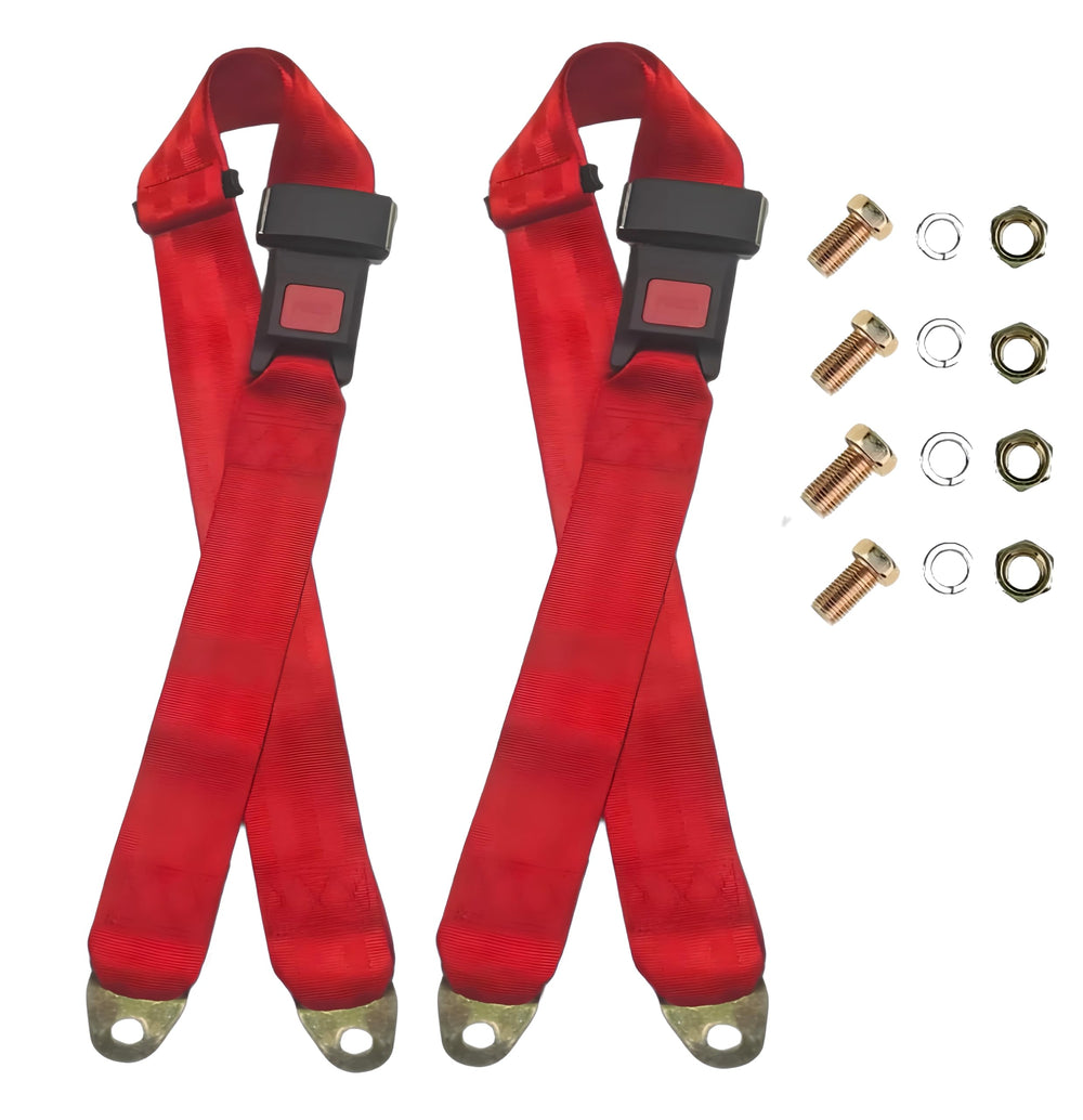 Generic red seat belt pads front view showing cushion and fit benefit