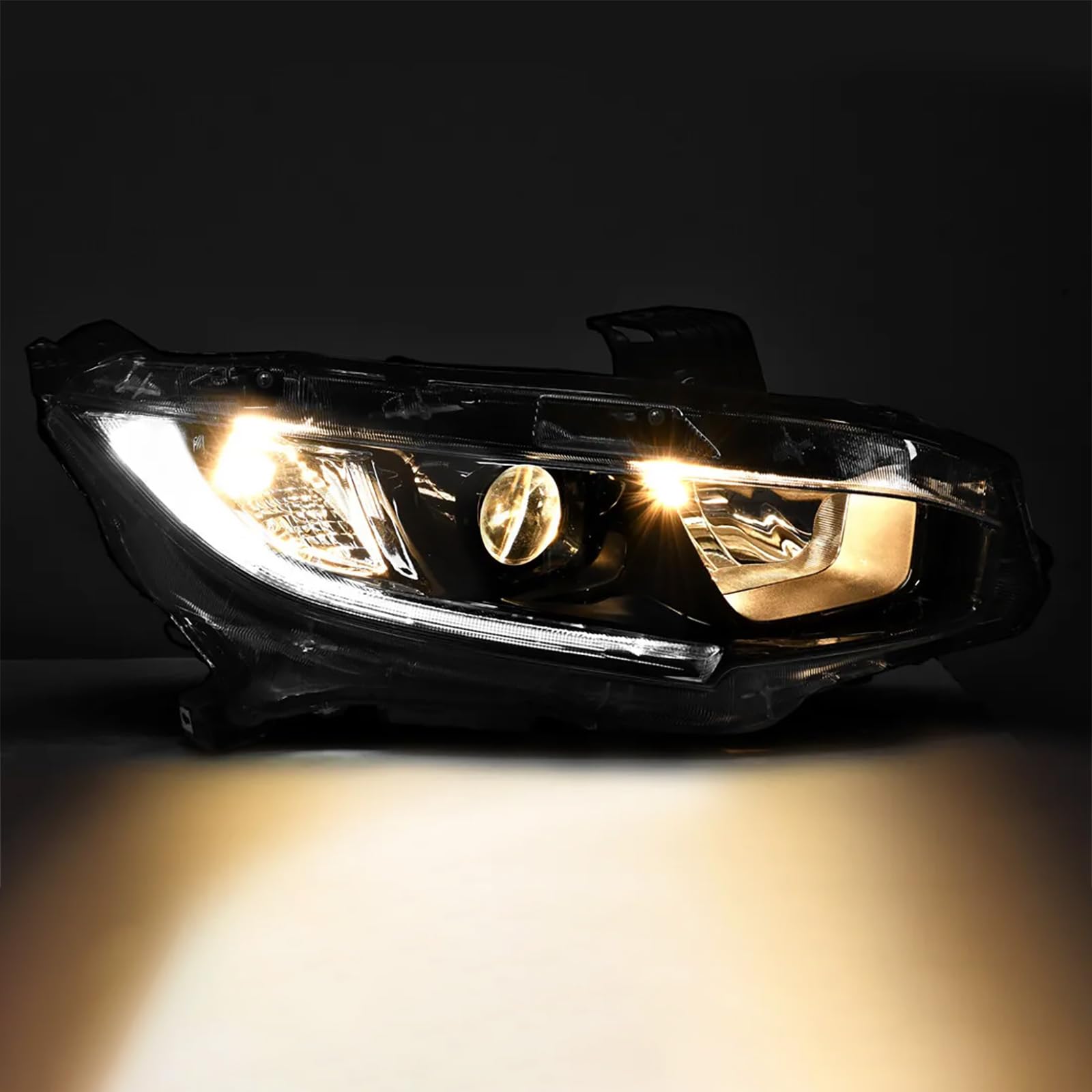 Generic headlight mounted on Civic showing OEM appearance benefit