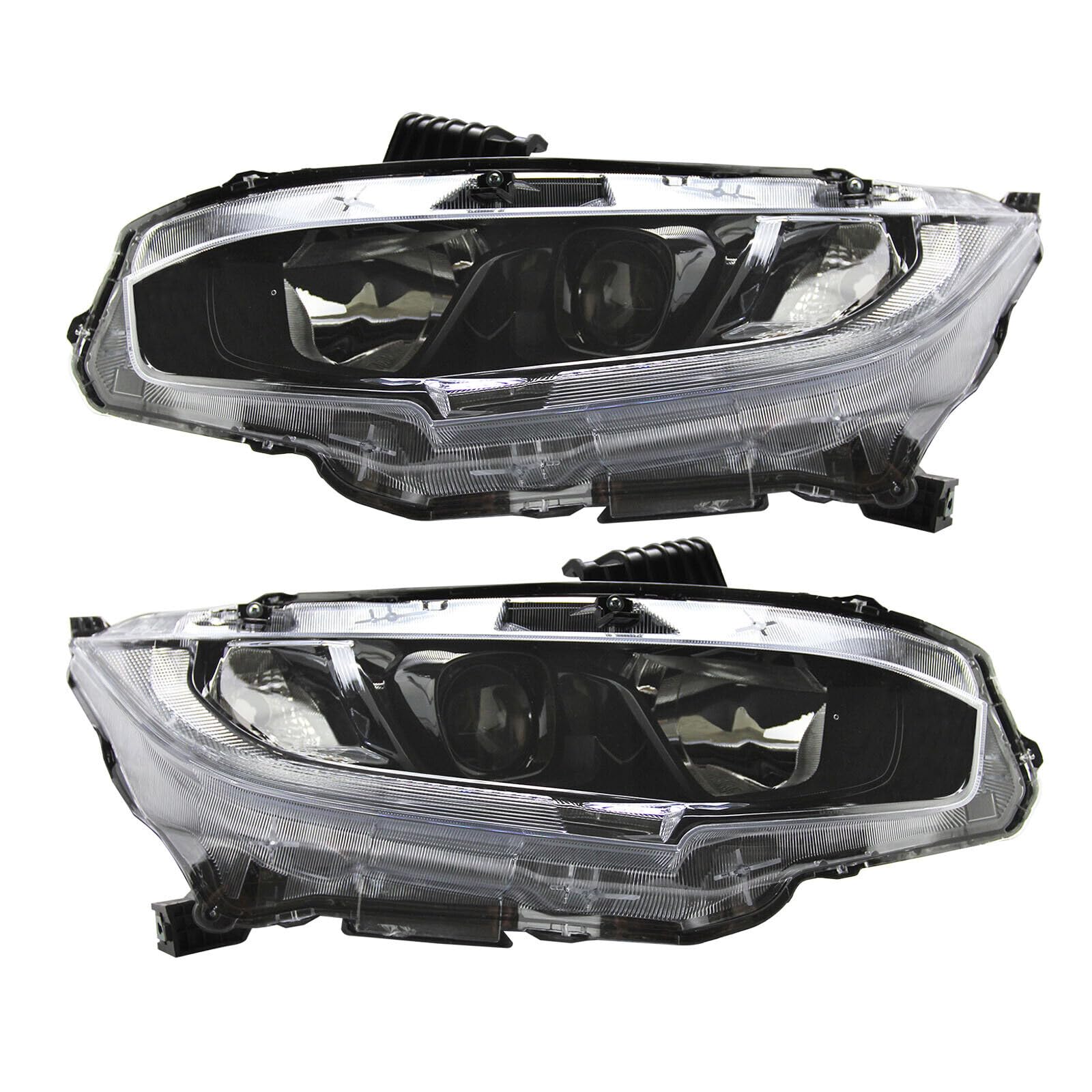 Generic projector headlight pair front view showing fit and finish benefit