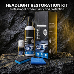 Generic headlight restoration spray bottle closeup for fast oxidation removal