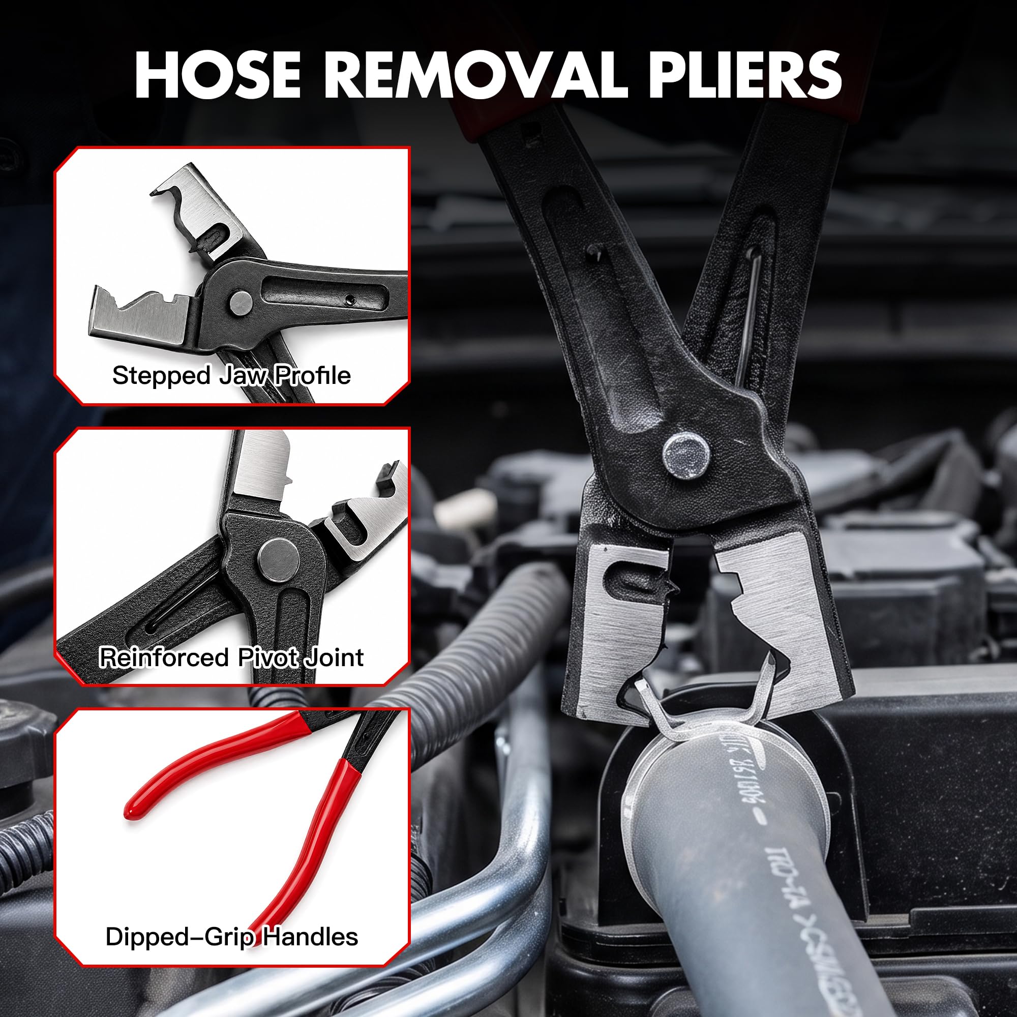 Generic hose removal pliers on fuel line showing gentle hose separation