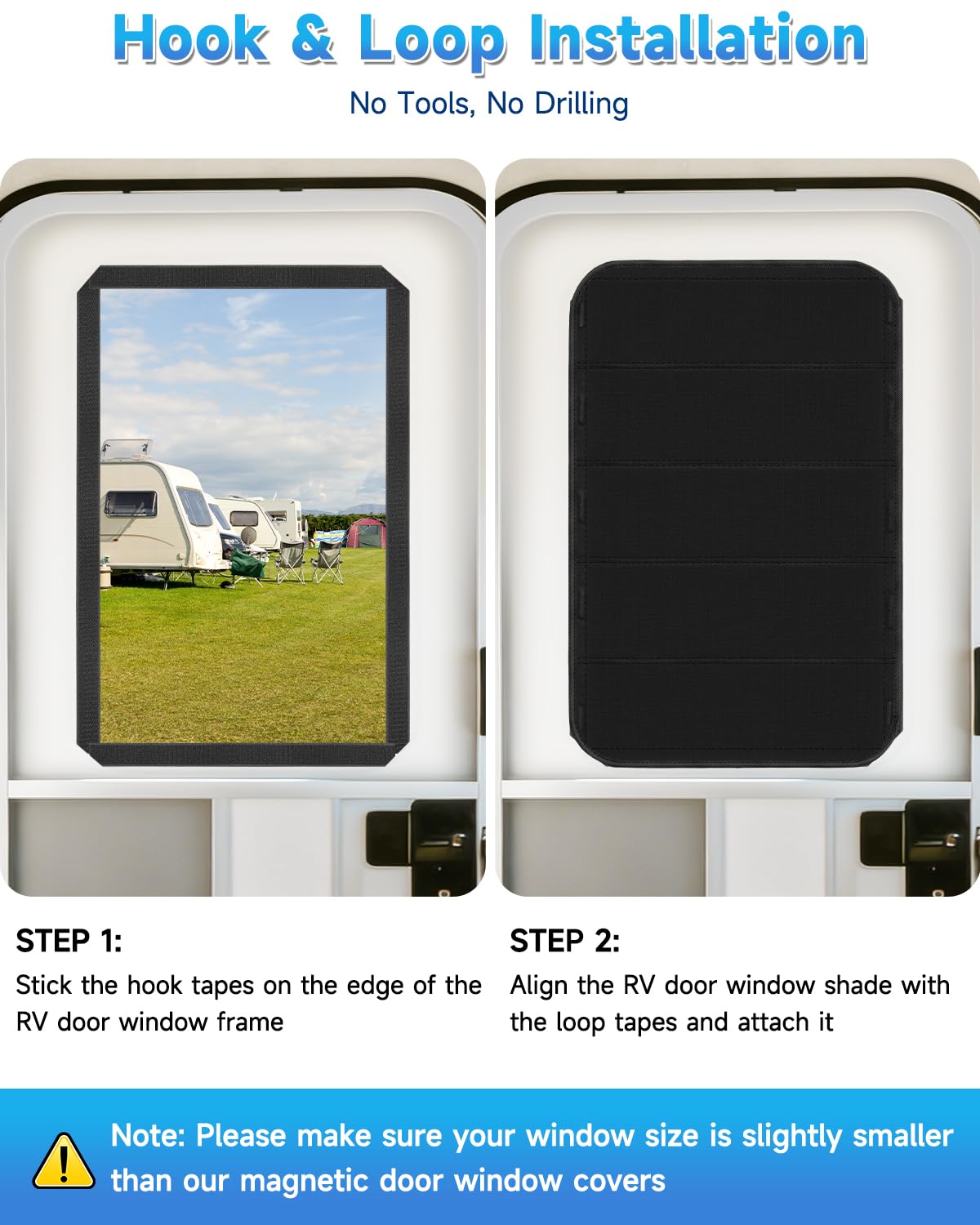 Generic brand installed on RV door showing reduced glare and comfort benefit