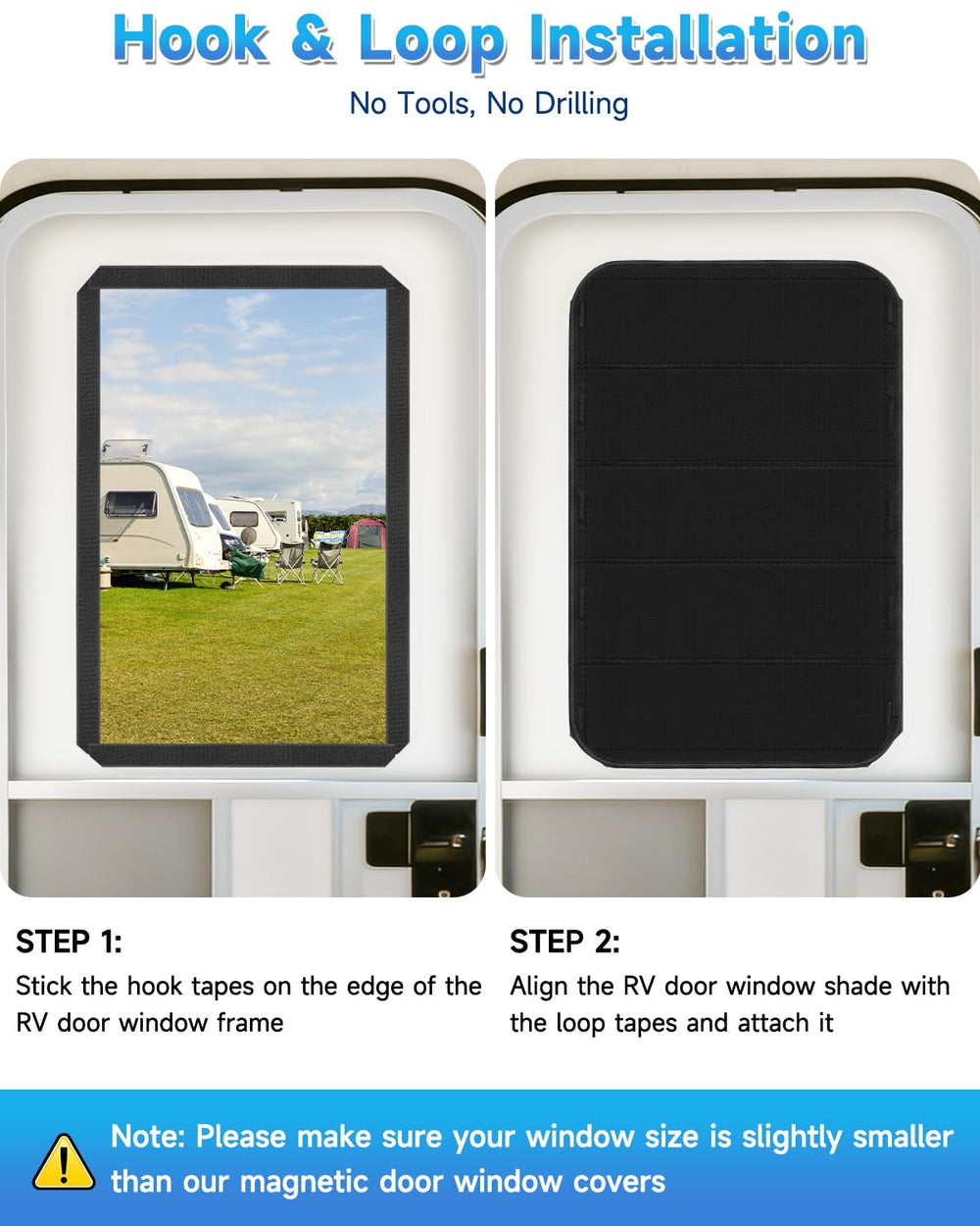 Generic brand installed on RV door showing reduced glare and comfort benefit