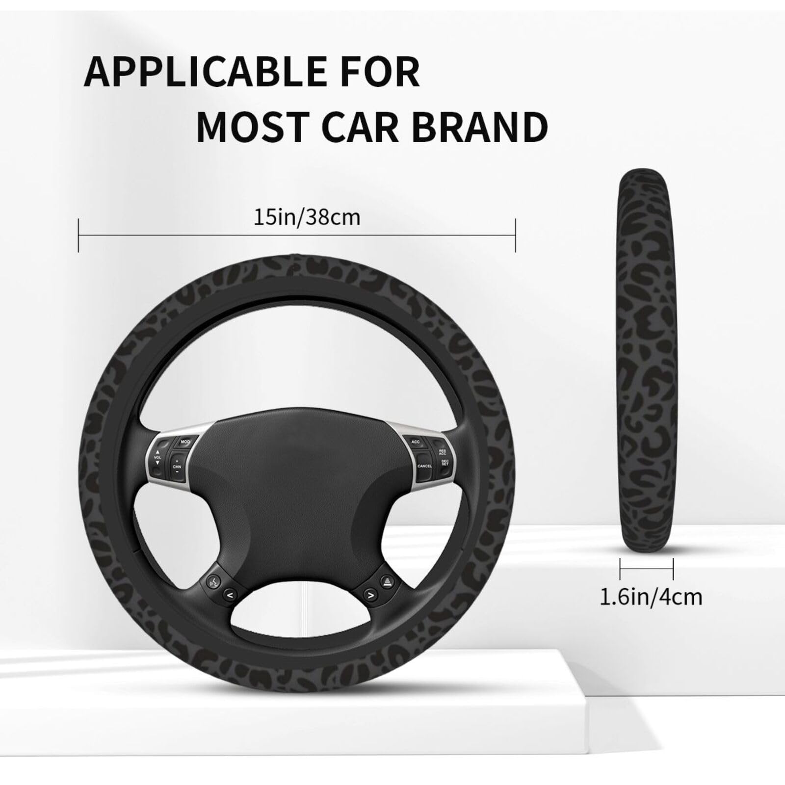 Generic steering wheel cover texture closeup showing breathable grip and comfort benefit