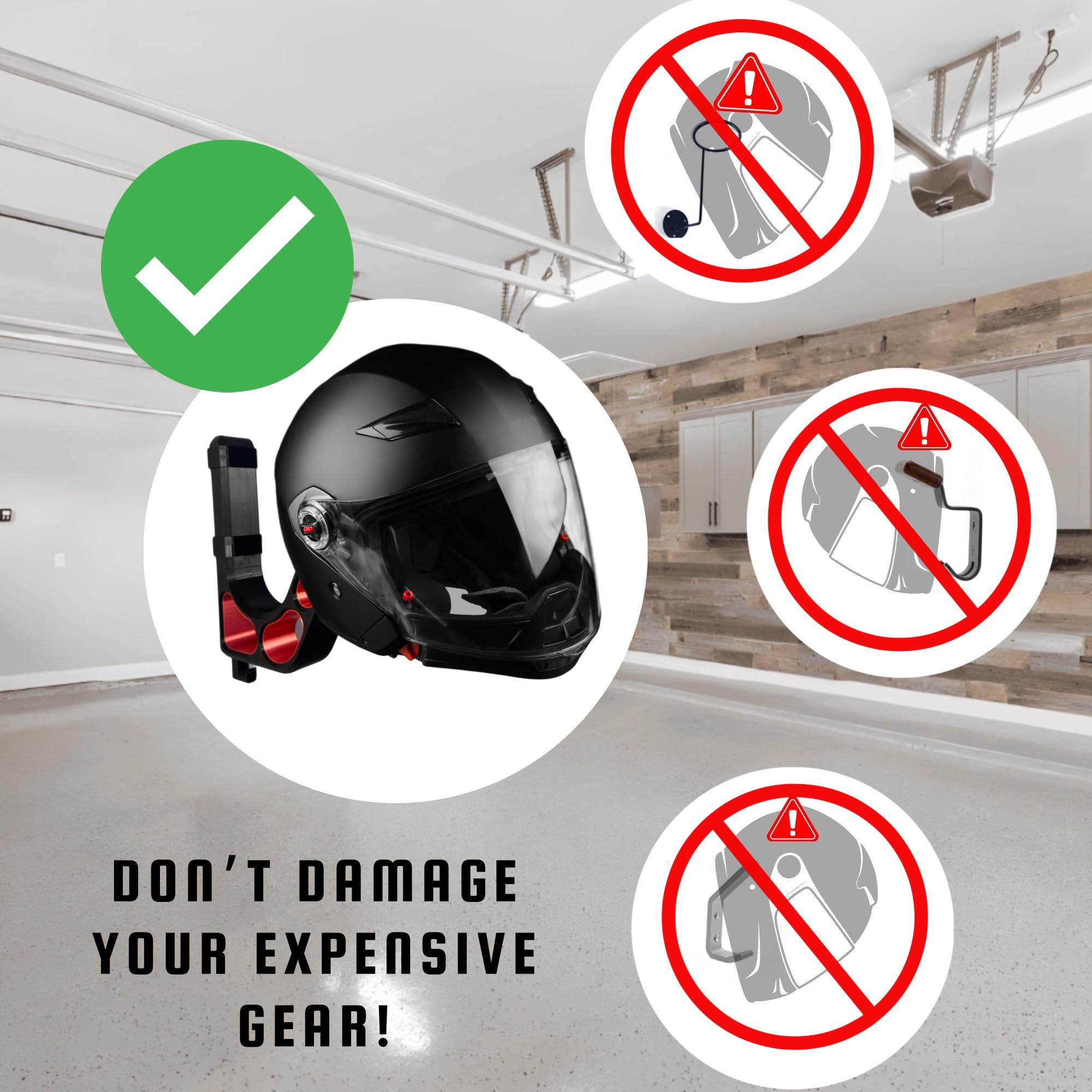 Generic mounted helmet holder supporting motorcycle helmet securely