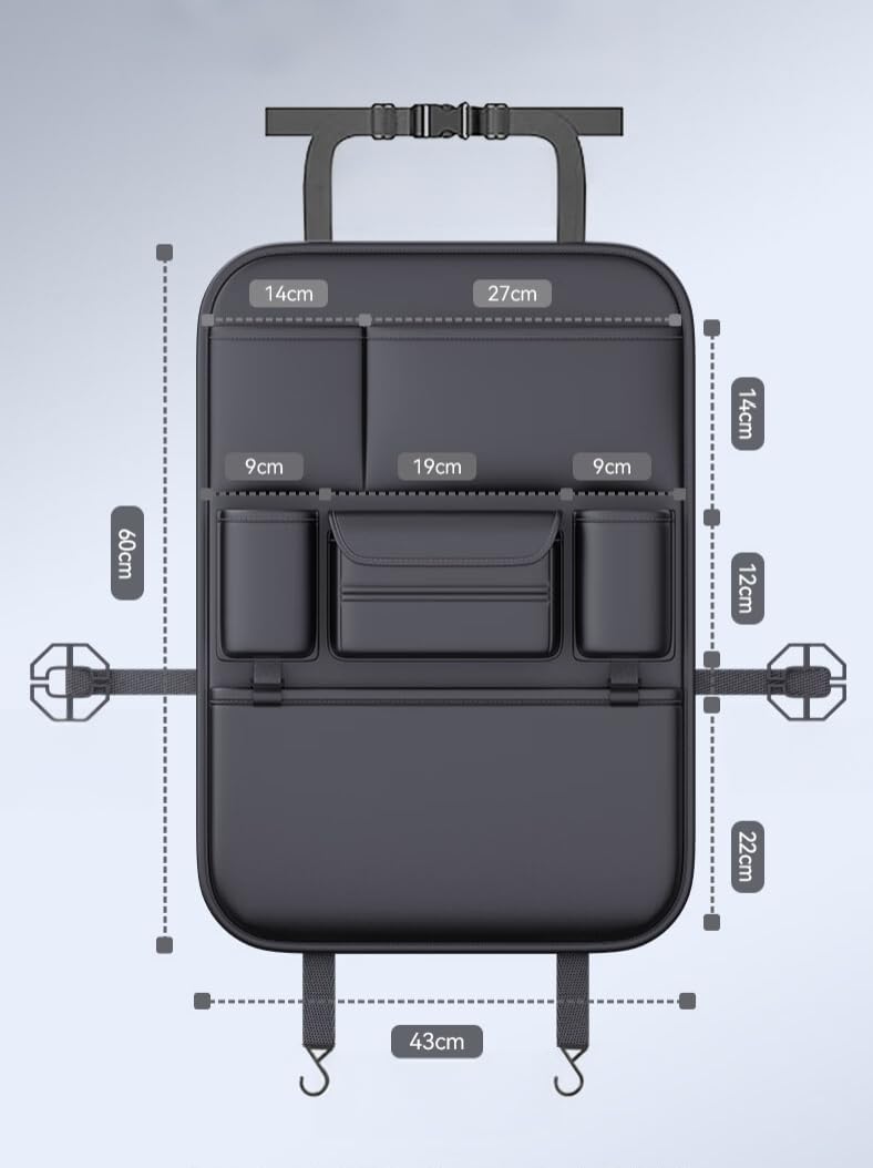 Generic organizer next to ruler showing dimensions - brand clarifies fit and capacity