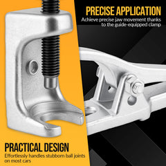 Generic pitman arm puller installed on steering arm demonstrating efficient extraction
