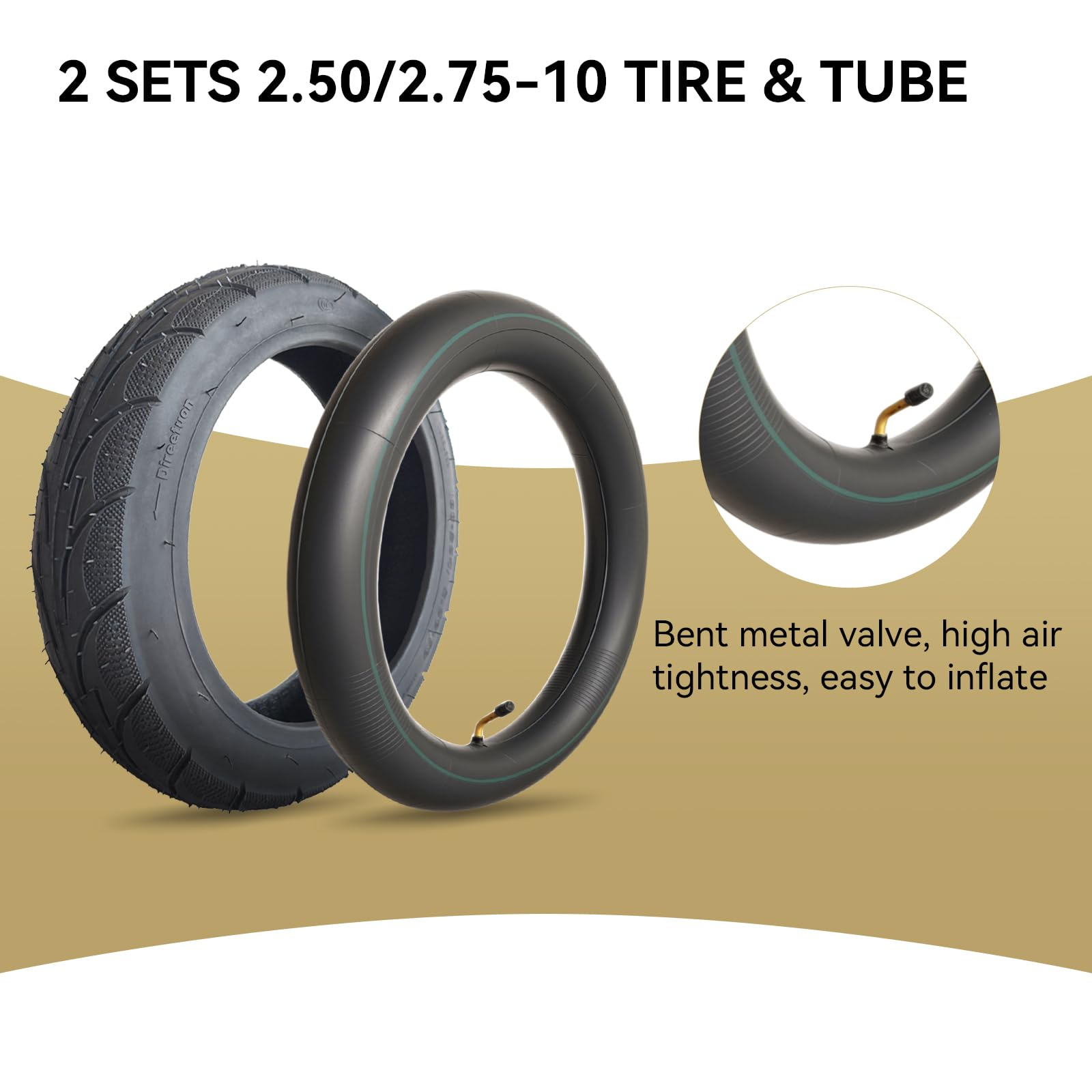 Generic tire mounted on 10-inch rim showing correct fit and scale