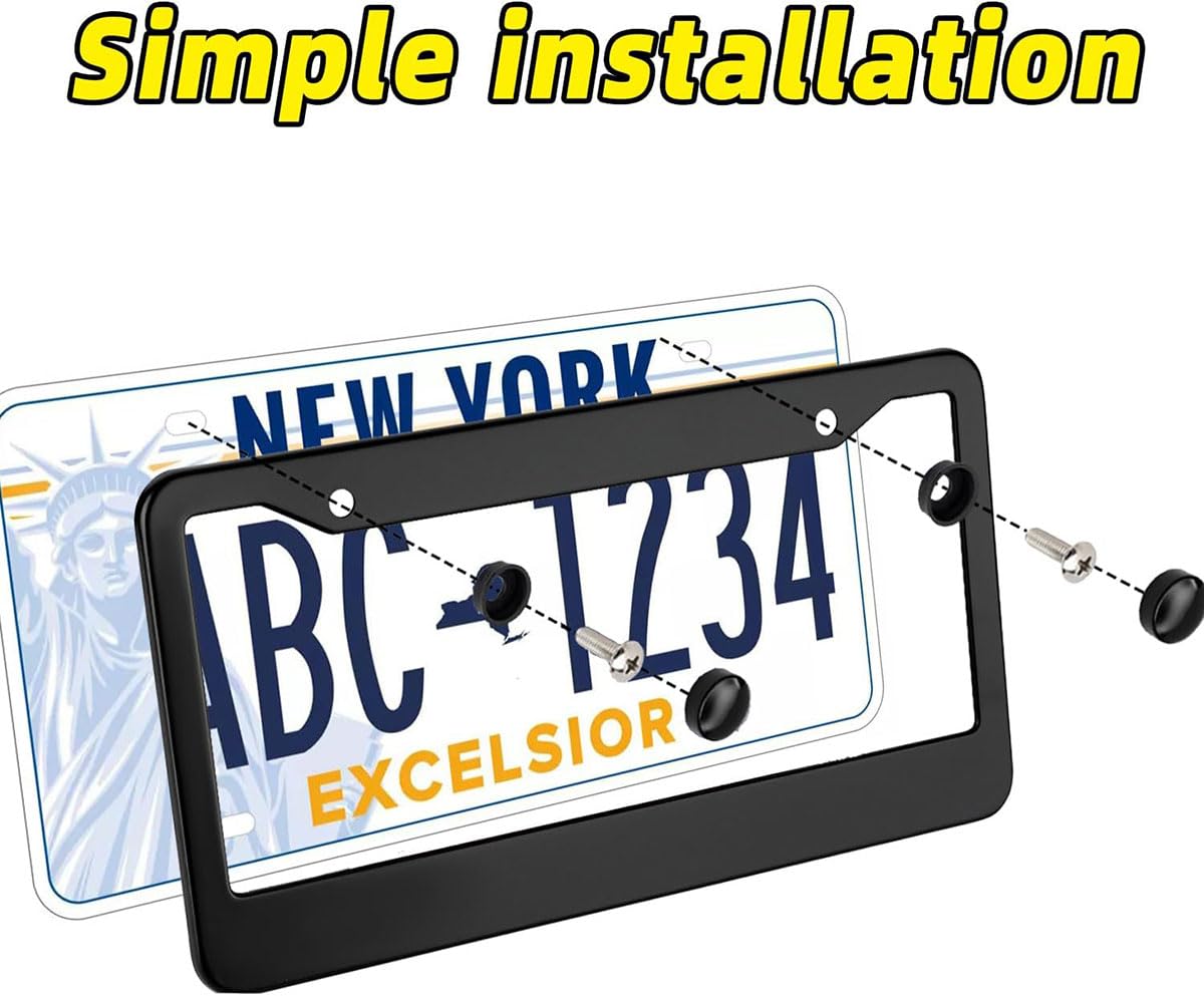 Generic brand frame beside standard 12x6 plate illustrating fit and easy compatibility