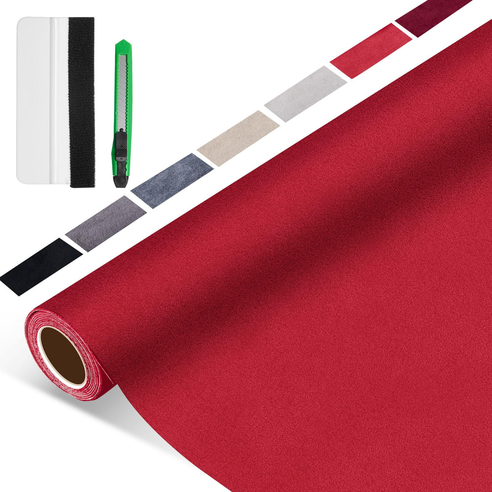 generic suede front view showing rich red finish and premium look