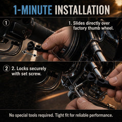 Generic throttle lock grip contact detail highlighting ergonomic pad for reduced hand fatigue