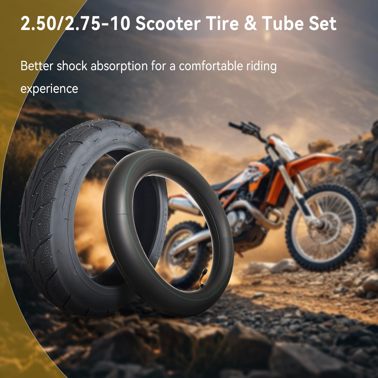 Generic tire lever in use mounting 2.50-10 tire showing easy installation