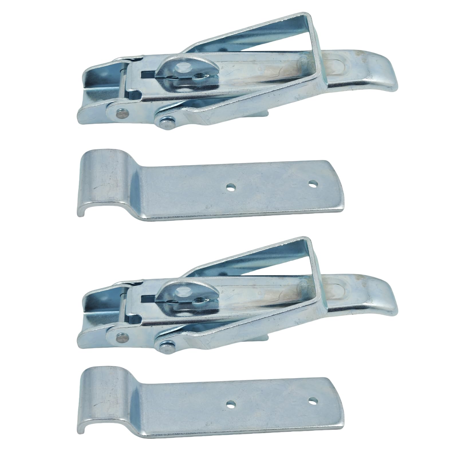 Generic brand trailer latch front view showing durable galvanized finish and mounting holes