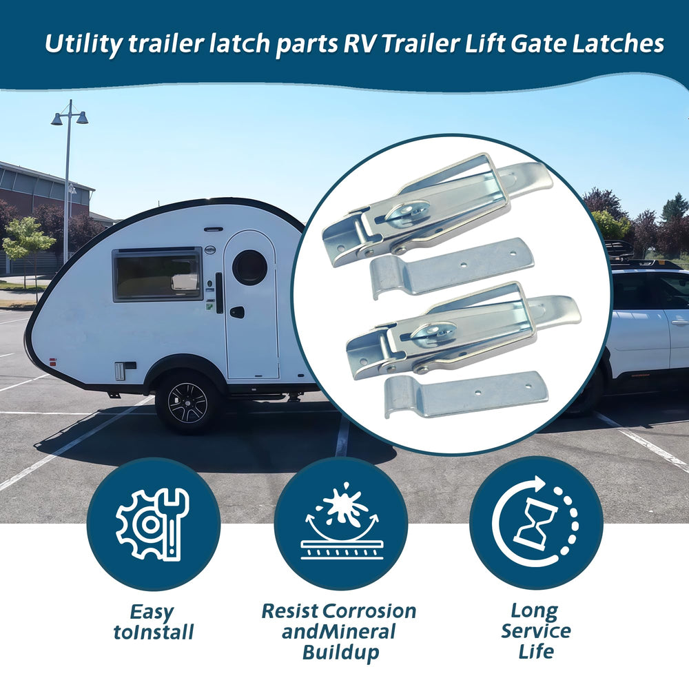 Generic brand latch installed on trailer gate showing secure closure and road-ready benefit