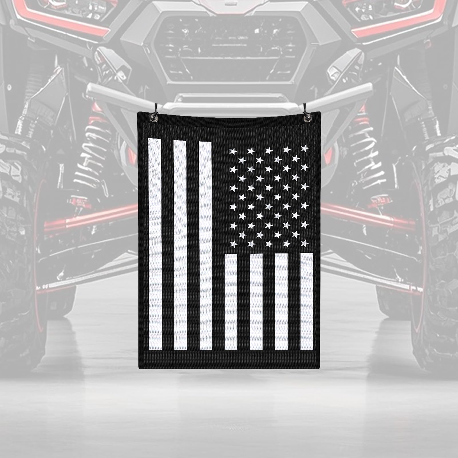 Generic UTV rear mesh front view showing organized storage and quick access