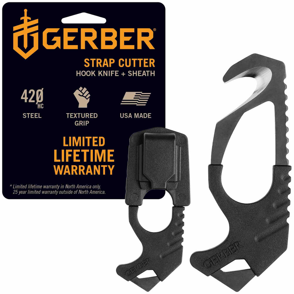 Gerber seatbelt cutter front view showing compact design and ready access