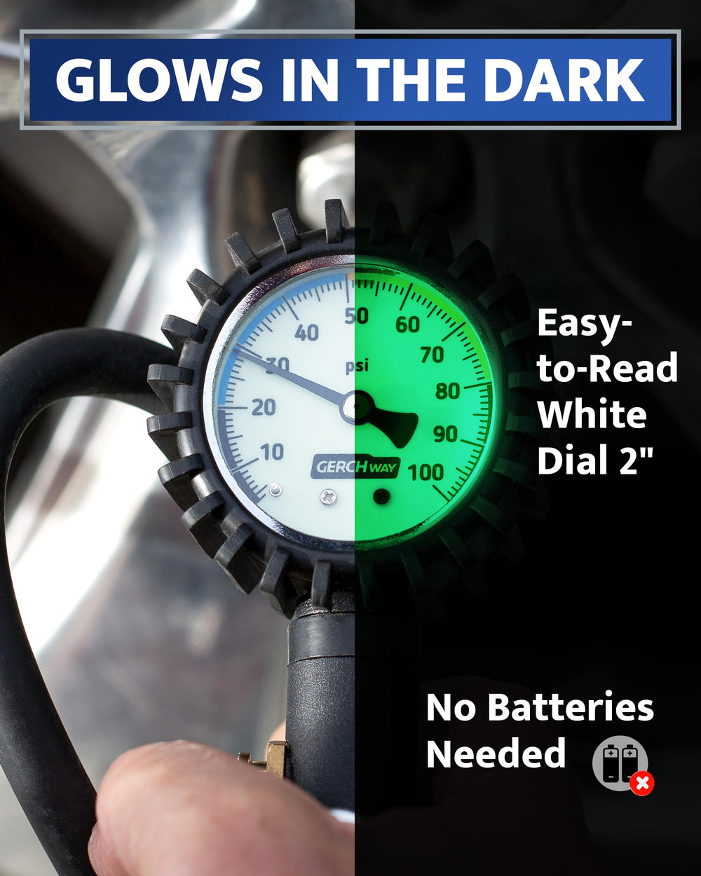 GERCHWAY bleed-valve being pressed to quickly reduce tire pressure