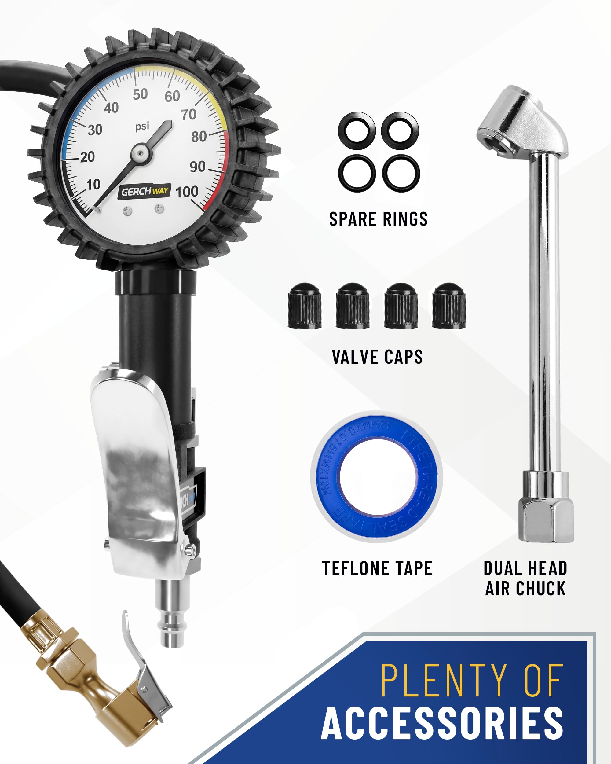 GERCHWAY inflator next to ruler showing compact size for storage