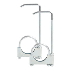 GESEXI front view of two exhaust clamps showing hardware and finish