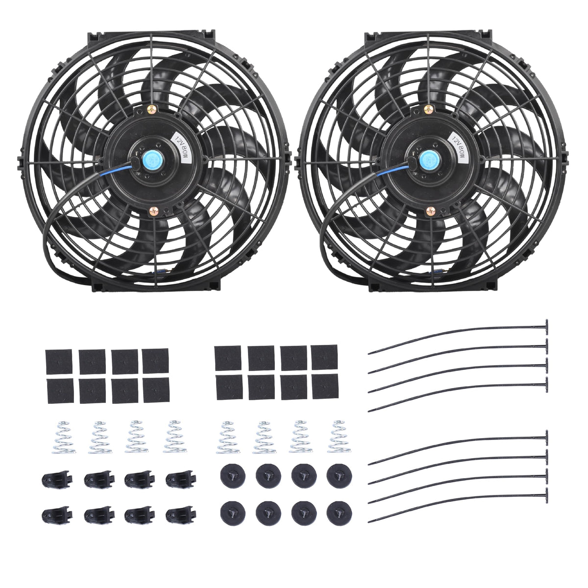 GESEXI front view of 12-inch fan showing mounting brackets and airflow benefit