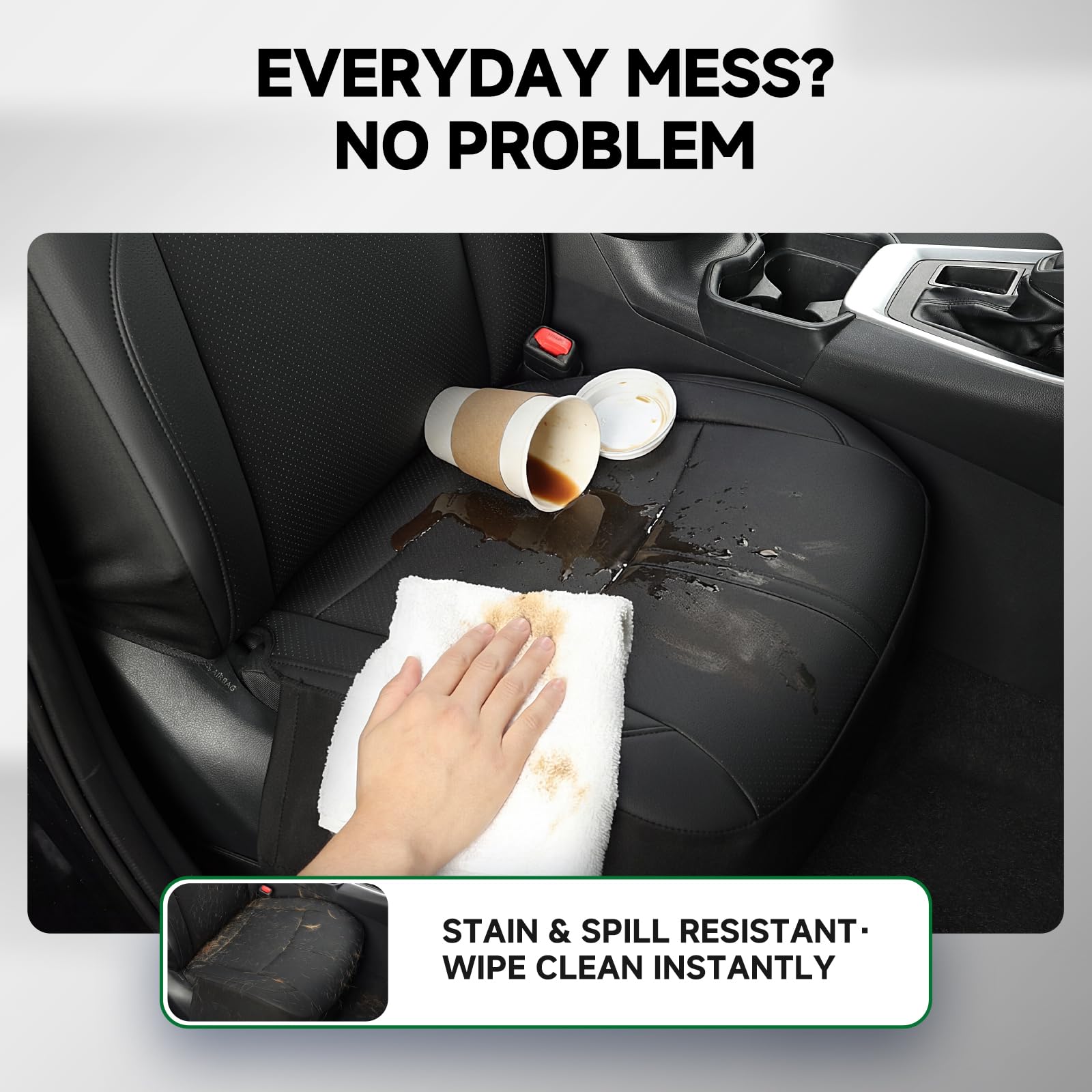 GIANT PANDA faux leather surface wiped clean to show stain resistance