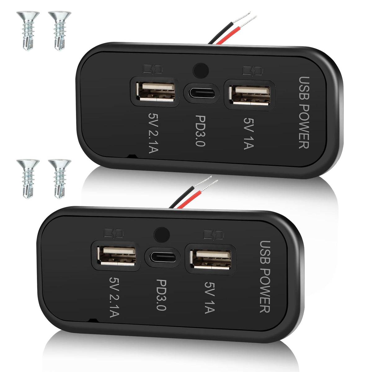 Gibbab front panel dual pack showing clean faceplate and ports for organized charging