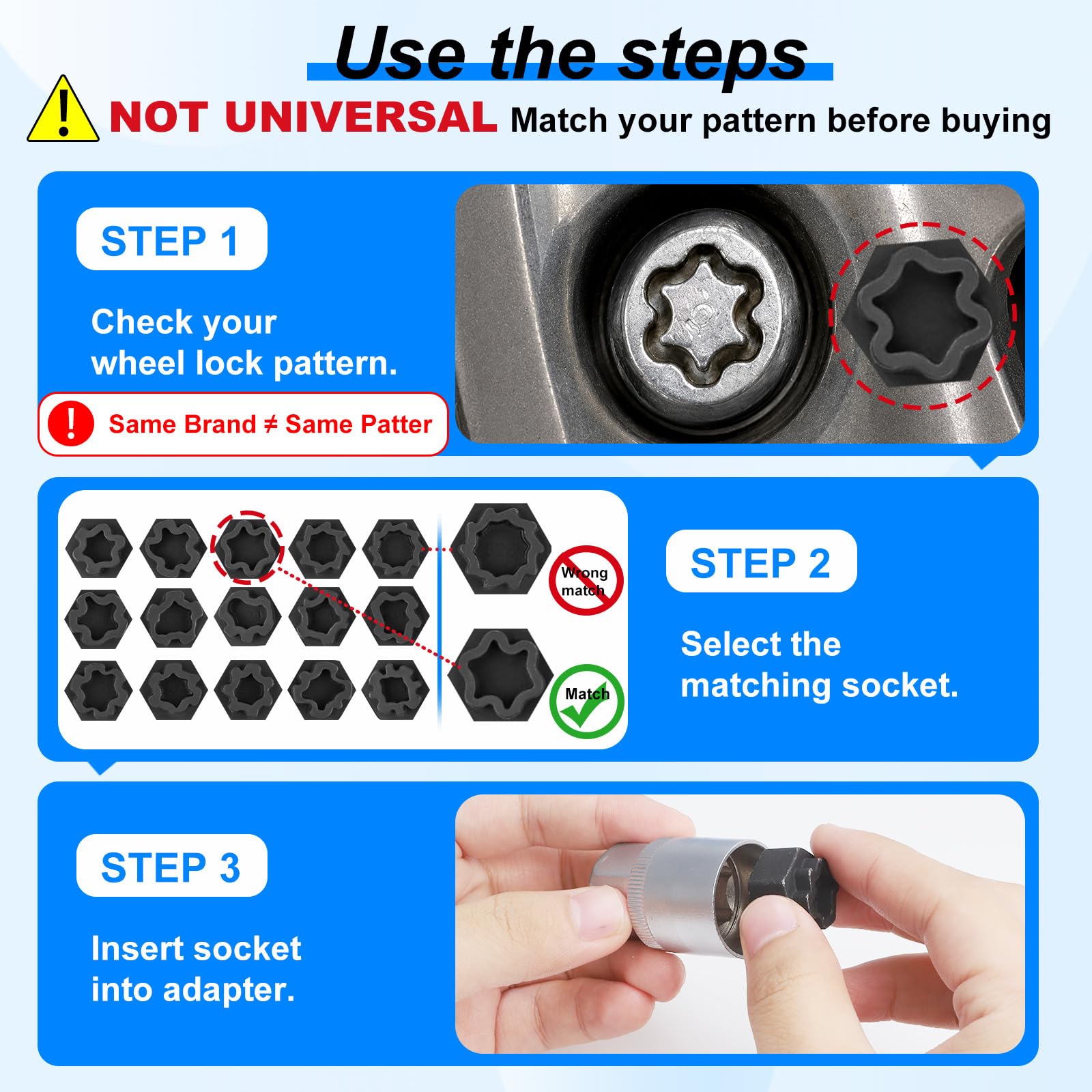 Gickbusus closeup of distinct key patterns to confirm correct wheel lock match