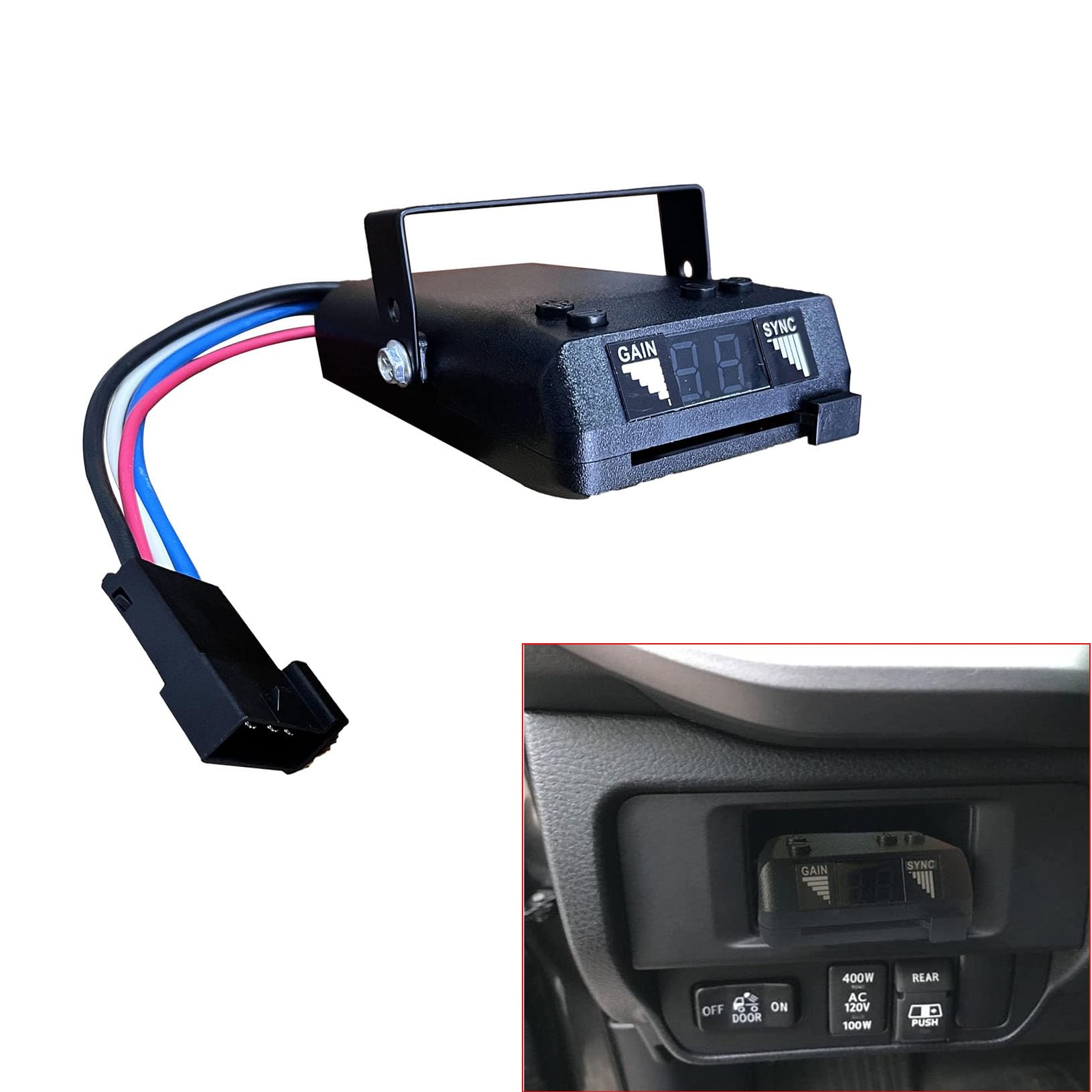 Gihdfer Towpower front view showing compact controller for easy dash mounting and reliable braking