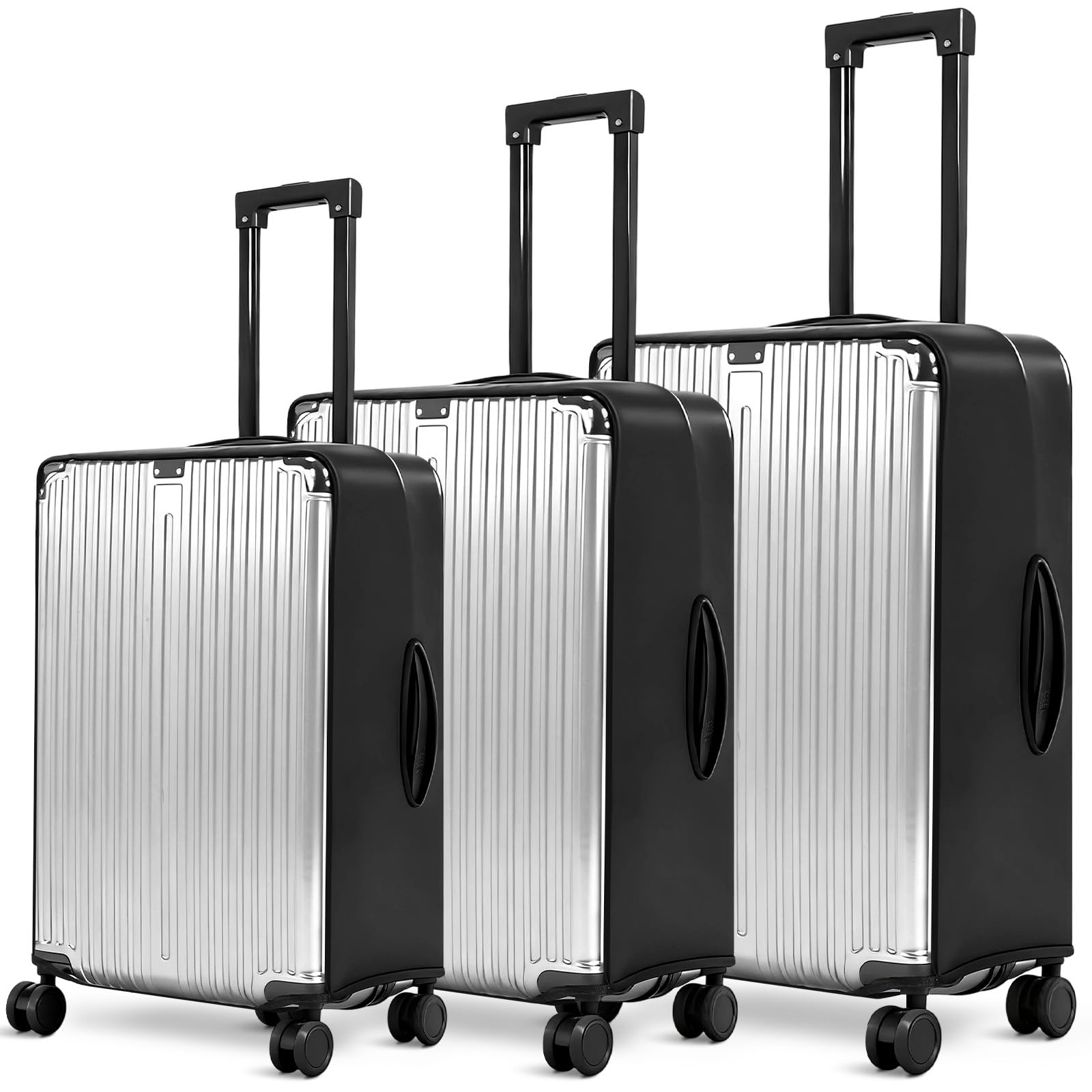Gilprop front view on 24-inch suitcase showing clear protection benefit