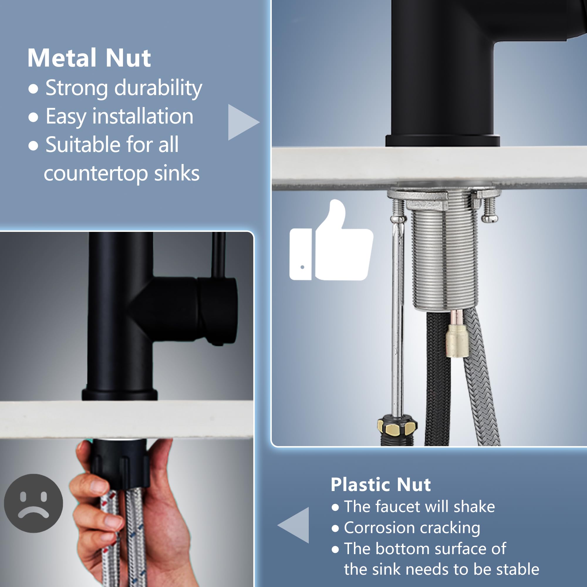 GIMILI undersink view of PEX hoses and mount showing secure, leak-resistant benefit