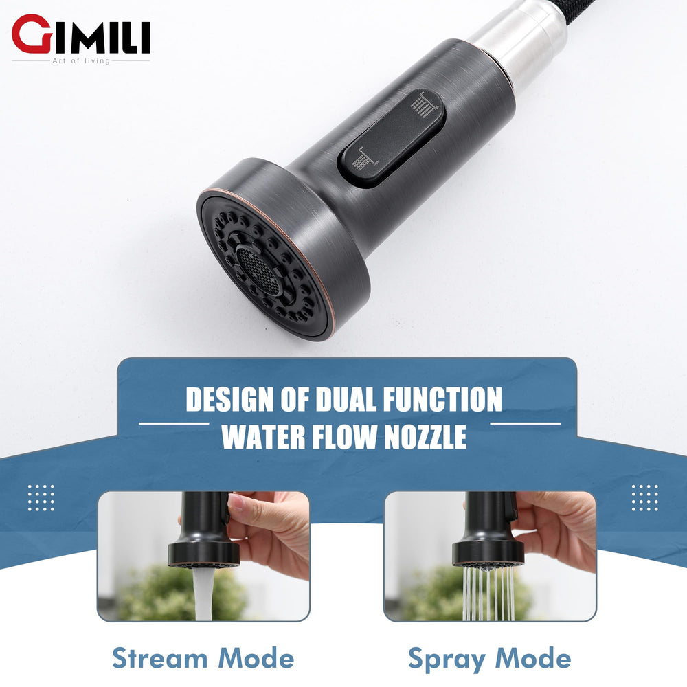 GIMILI spout reach and clearance with pot showing ample height for large cookware