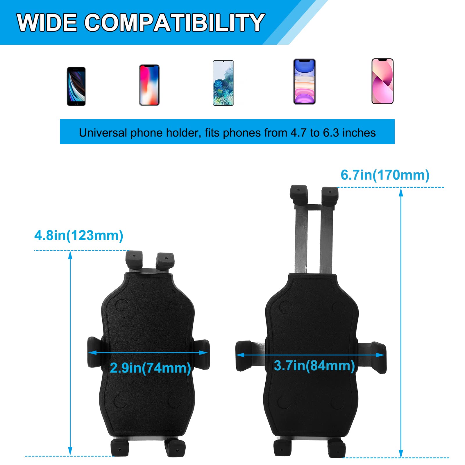 GITOBEHA close-up of six-arm clamp providing high-grip smartphone hold