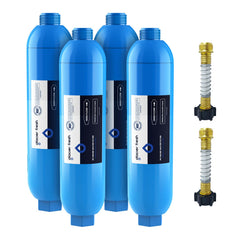 GLACIER FRESH front view of inline filter showing threaded ends and housing for easy hookup