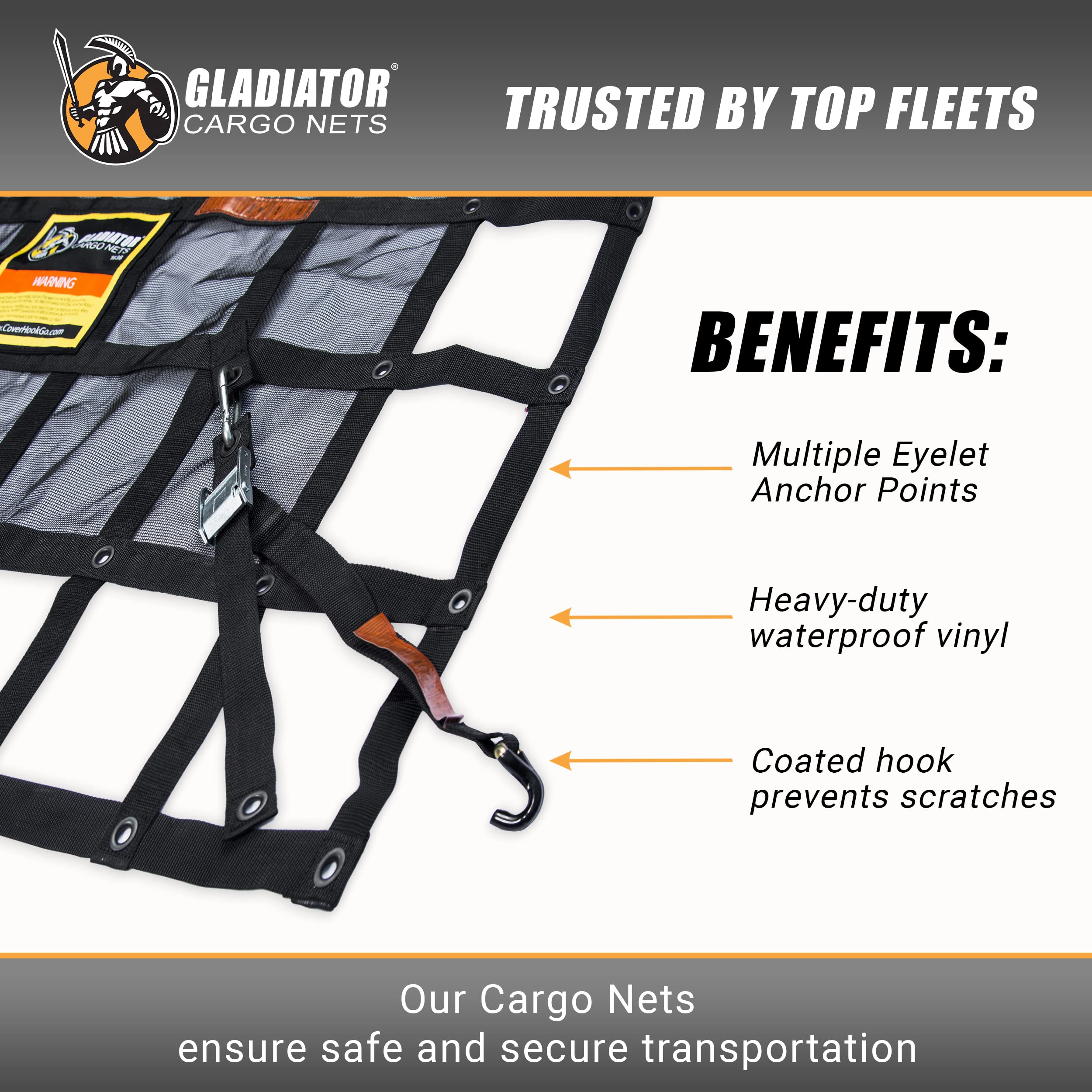 Gladiator Cargo Nets used on an overland camping trailer demonstrating secure gear transport