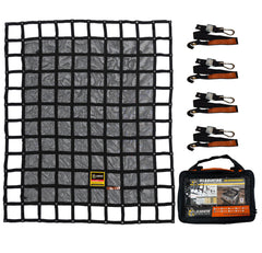 Gladiator Cargo Nets front view showing full 6.75x8 net and benefit of full-coverage restraint