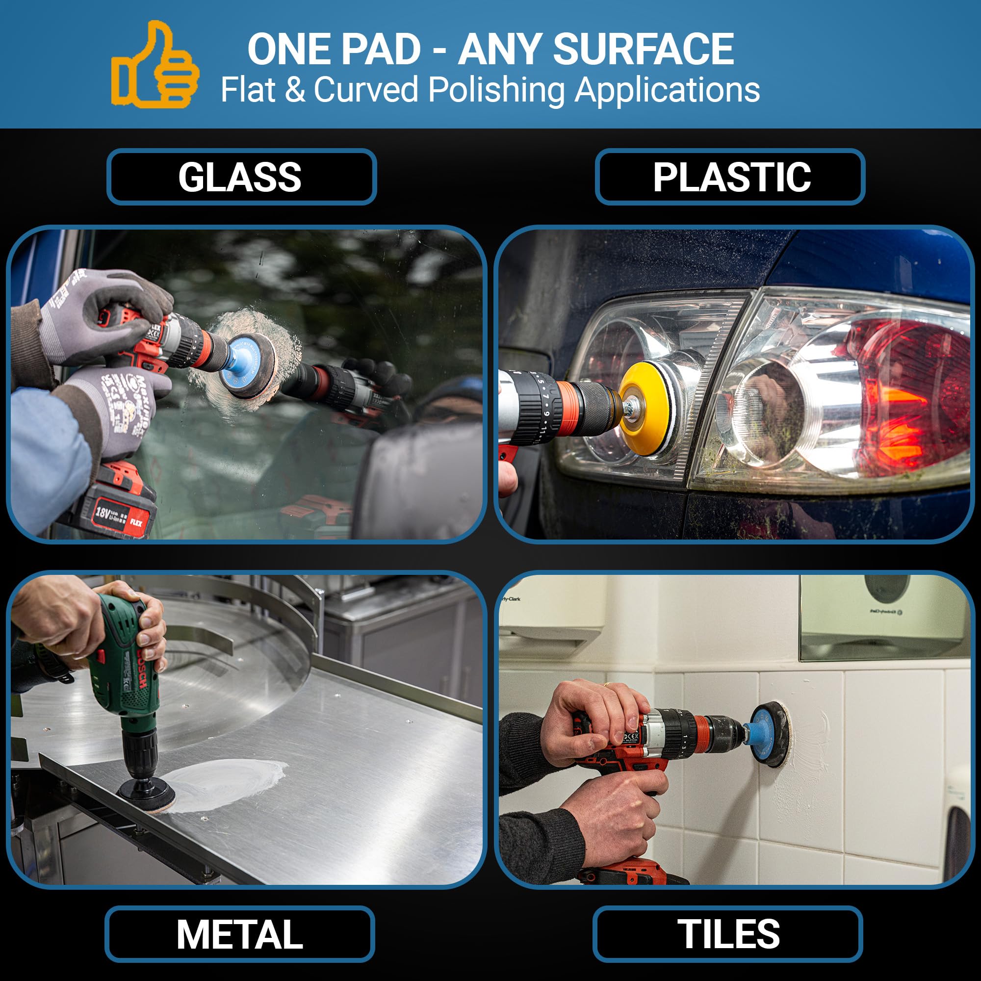 Glass Polish pad polishing glass producing clearer surface and reduced haze