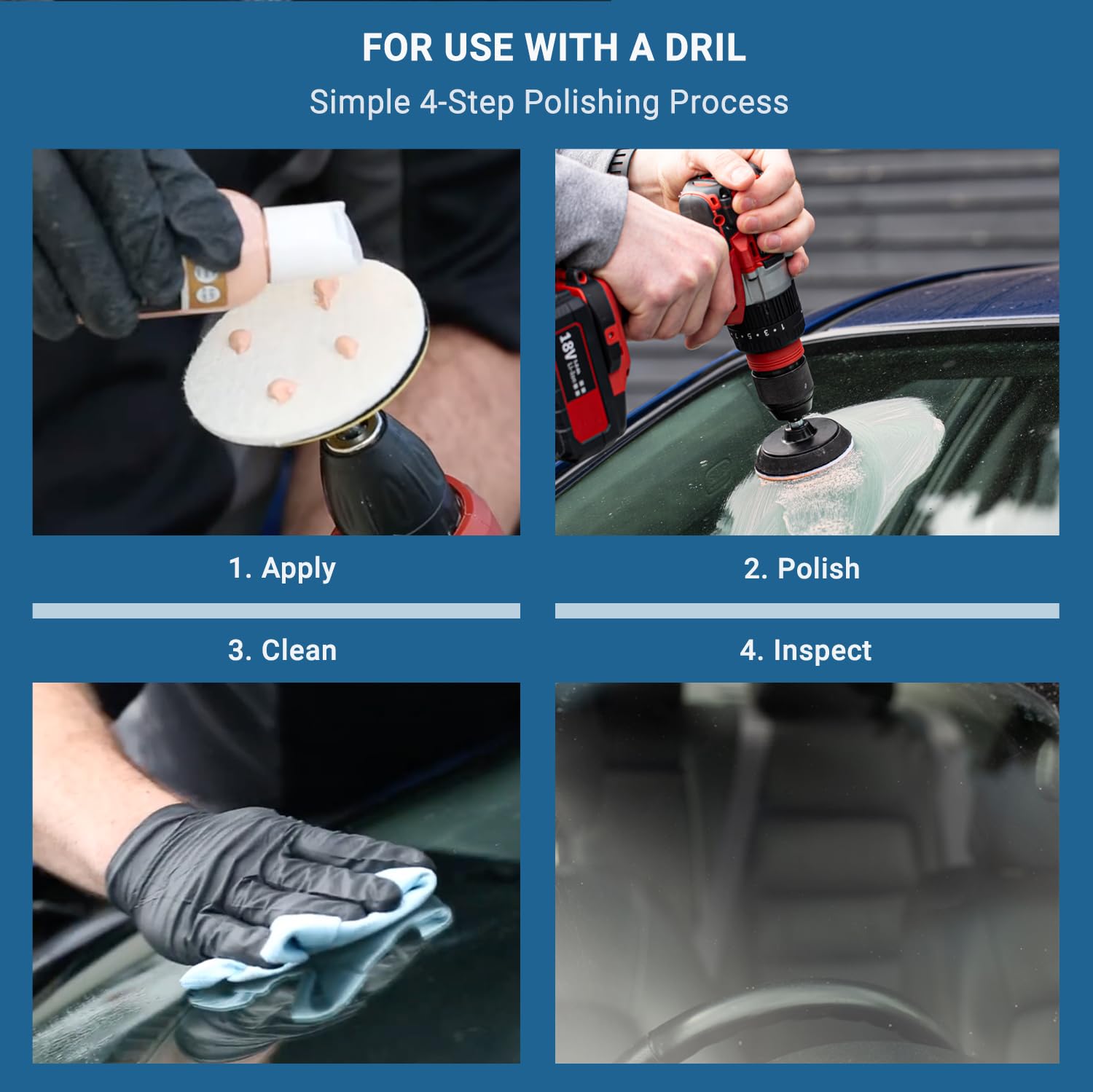 Glass Polish kit in use on windshield improving clarity and visibility