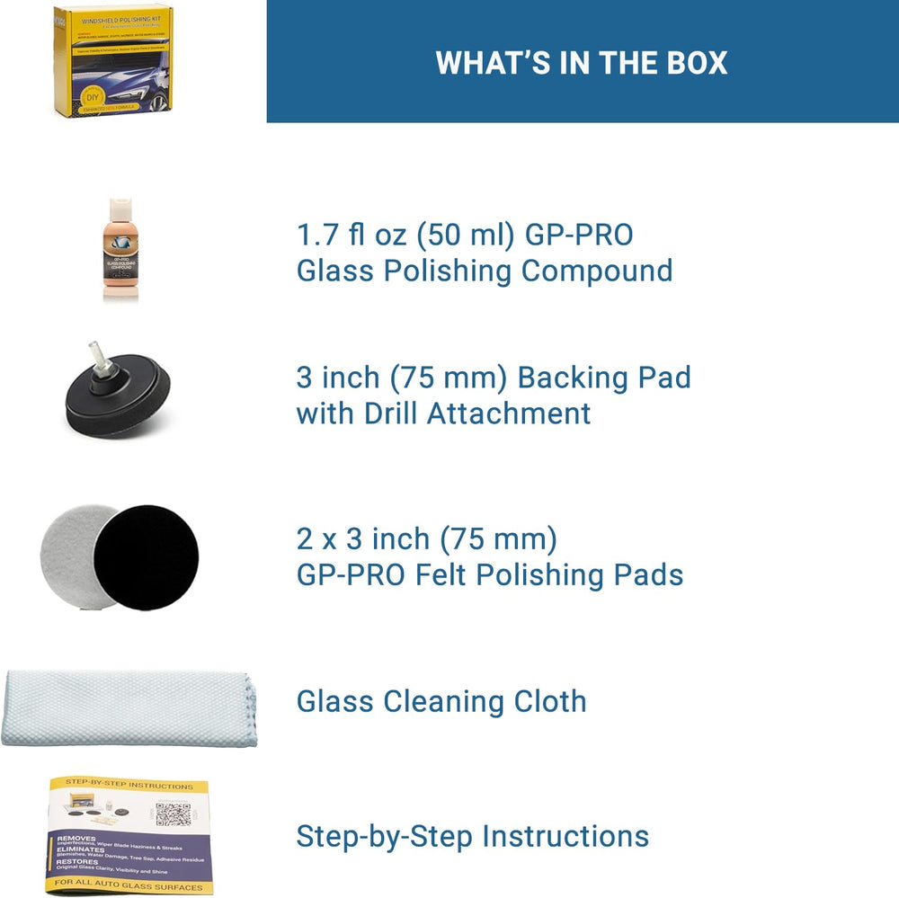 Glass Polish instruction sheet and QR code providing step-by-step support