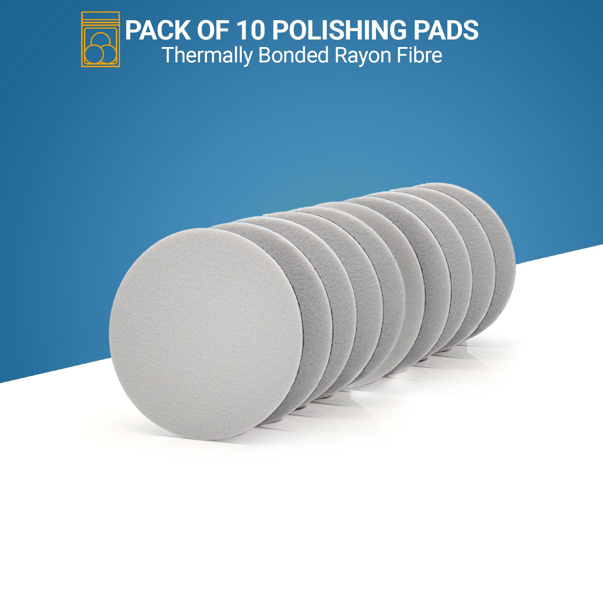 Glass Polish pads on a workbench with polishing tools for professional setup