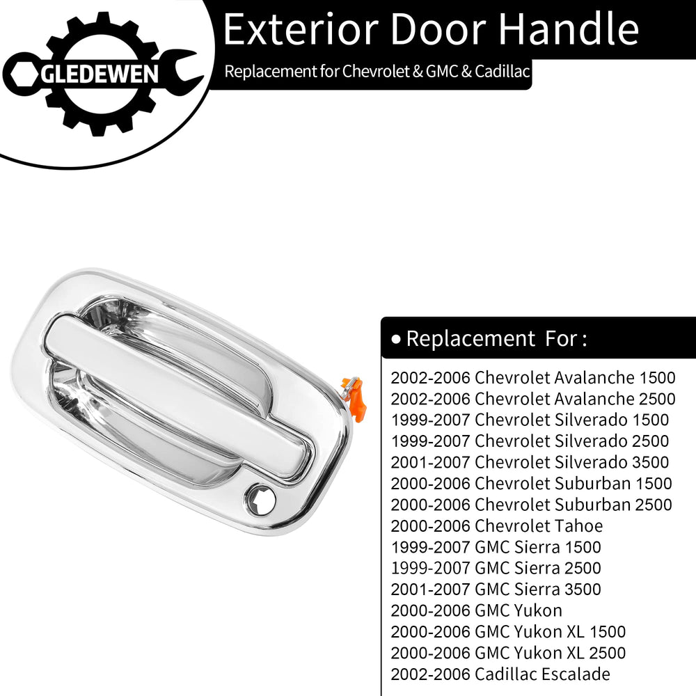 Gledewen chrome driver handle front view highlights OEM-style fit