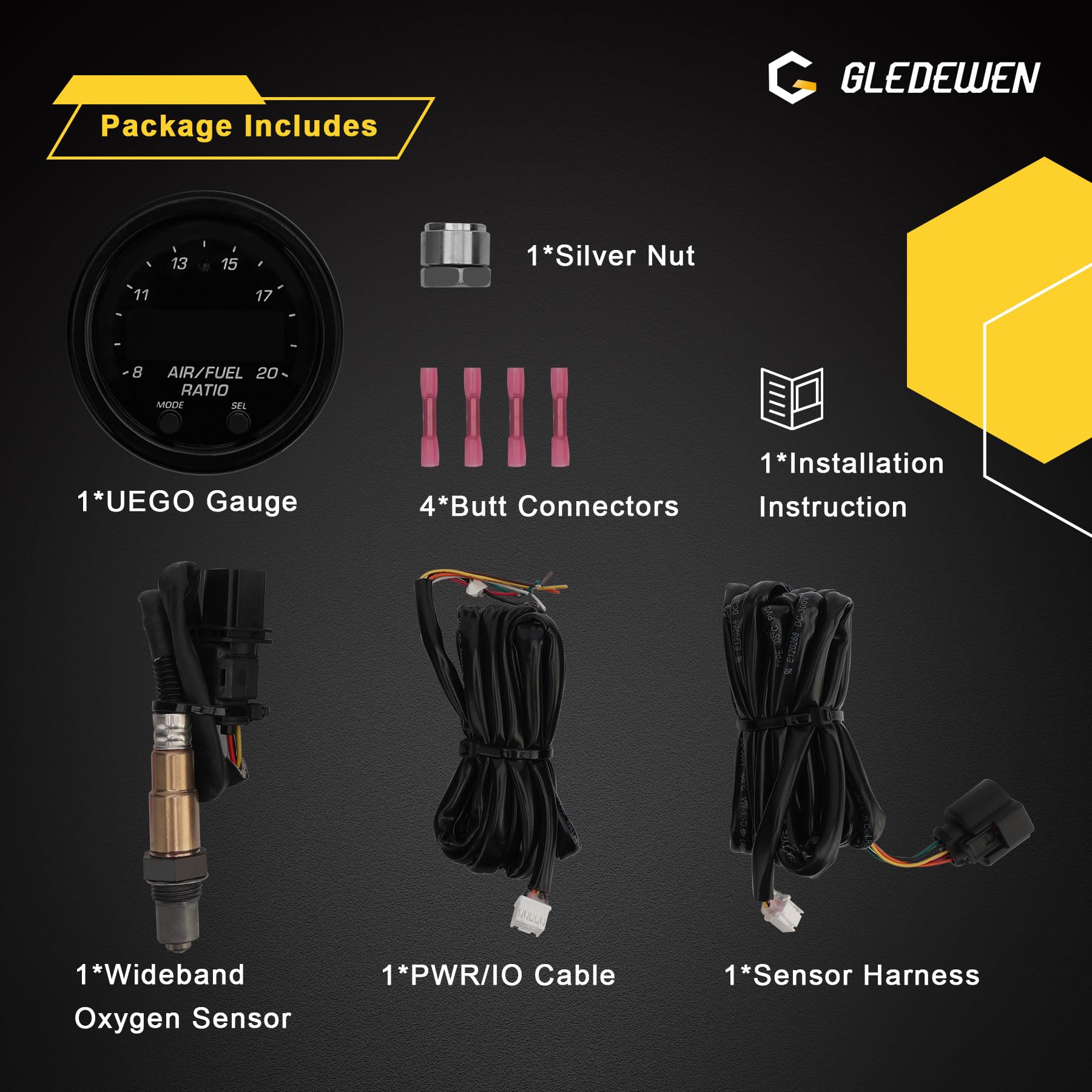 Gledewen packaged kit contents laid out for quick verification and easy installation