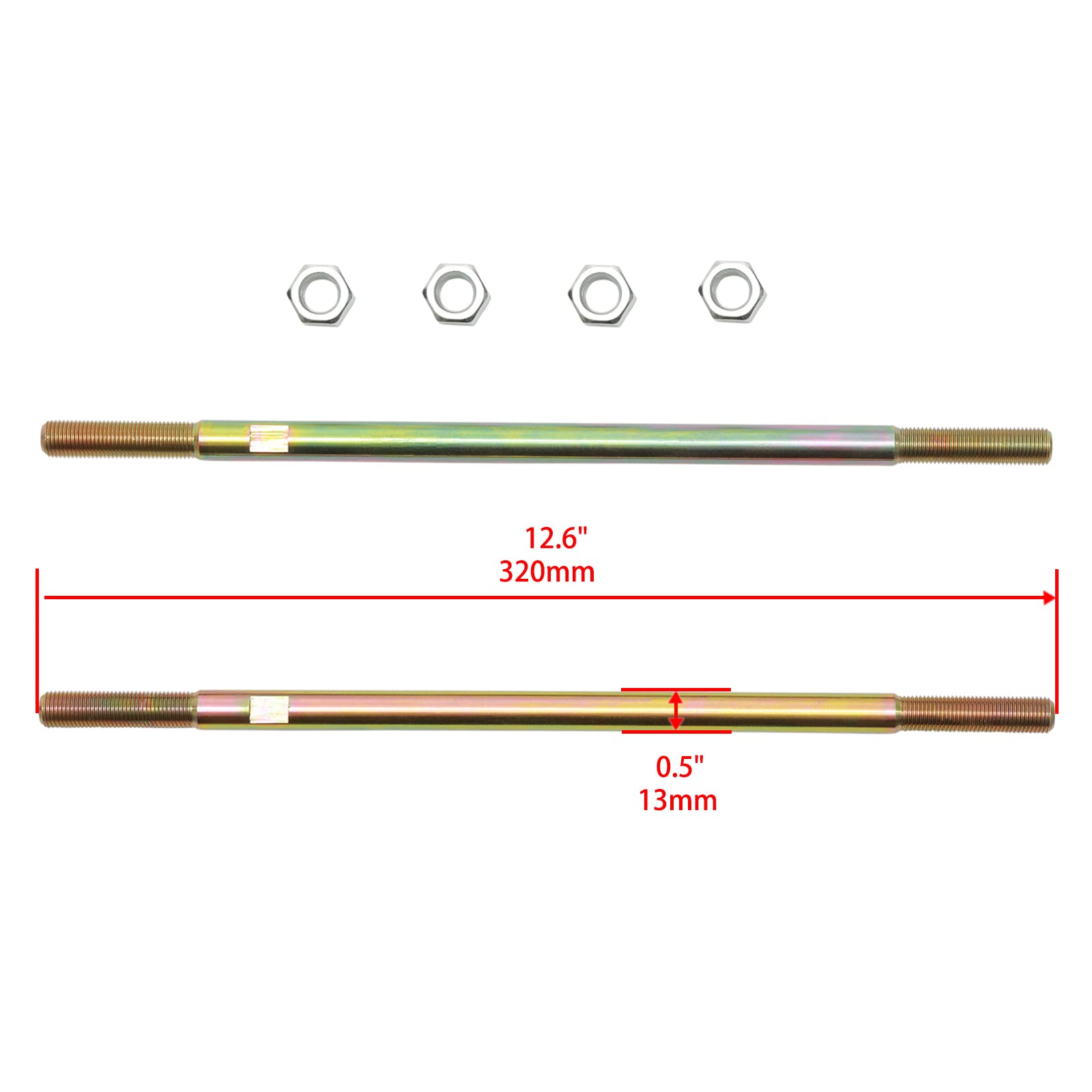 Gledewen tie rod beside measuring ruler, accurate OEM-length confirmation