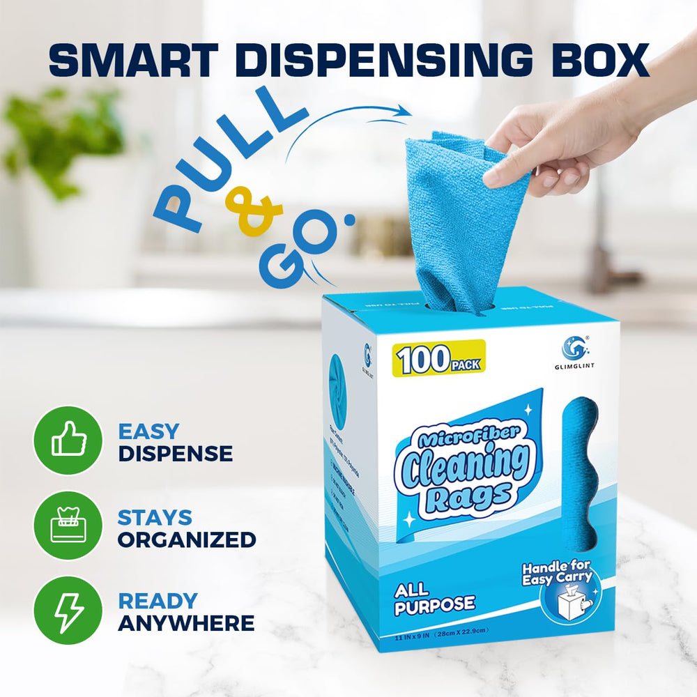 GLIMGLINT towel beside a hand to show compact 11x9 inch size and easy handling